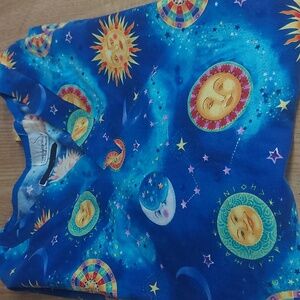 Scrub Top Blue Moon & Stars Xl Has A Name On It Blacked It Out Still Beautiful